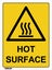 725 (2) EMMJAY- Hot surface warning Sign label 130 x 100mm Carousel 1