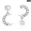 925 Sterling Silver Shining Star and Moon Stud Earrings Crystal Golden Buckle... Carousel 1