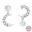 925 Sterling Silver Shining Star and Moon Stud Earrings Crystal Golden Buckle... Carousel 2