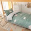 3Pcs Single Size Bedding Sets - Naughty Cat Green Carousel 1