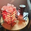 Himalayan Pink Salt Lamp - 12V 12W Iron Basket Rectangle Shape Carved Rock Carousel 4