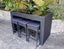 7 Piece PE Black Rattan, Aluminium Bar Leaner, 6 x Stools: *Stylish Black Glass* Carousel 1