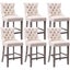6X Velvet Bar Stools With Studs Trim Legs Tufted Kitchen Dining Chairs Carousel 1