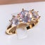 New Row Of Diamonds White Zirconia Gold Ring Female Stamp Fashion Wedding Par... Carousel 2