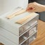 Storage Box White Brown Desktop Stackable Two Grids Drawer Office Organiser Stor Carousel 5