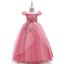 Off-shoulder Long For Girls Kids Flower Embroidered Wedding Gown Host Perform... Carousel 1
