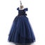 Off-shoulder Long For Girls Kids Flower Embroidered Wedding Gown Host Perform... Carousel 4