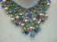 Vintage 50s cut crystal blue green turquoise ab beads and faux pearl choker bib Carousel 2