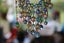 Vintage 50s cut crystal blue green turquoise ab beads and faux pearl choker bib Carousel 4