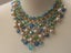 Vintage 50s cut crystal blue green turquoise ab beads and faux pearl choker bib Carousel 5