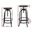 Artiss Set Of 2 Bar Stool Round Seat Wood Metal - Black And Brown Carousel 2