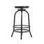 Artiss Set Of 2 Bar Stool Round Seat Wood Metal - Black And Brown Carousel 3