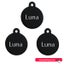Pet Name Tag - "Luna" - Small Black Circle 3pk Carousel 1