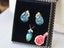 Vintage 50s Boxed Set Crystal Statement Earrings & Pendant in Vitrail Peacock Carousel 4