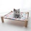 Wood Cat Bed Lounger Sleep Pet Cat Raised Hammock Carousel 1