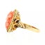 Vintage 14k Yellow Gold Oval Carved Coral Feminine Double Flower Floral Ring Carousel 3