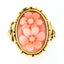 Vintage 14k Yellow Gold Oval Carved Coral Feminine Double Flower Floral Ring Carousel 4