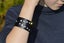 Luxe Crystal-Studded Leather Bracelet Carousel 1
