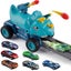 Truck Toys with 6 Die-Cast Metal Cars Foldable Track & Missile Launcher Birthday Carousel 6