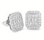 Men's Iced Out Baguette Rectangle Earrings in Polished Silver Carousel 1