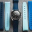 Textured Curved End Rubber Watch Strap - Navy with White Stitch (2405) Carousel 3