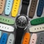 Textured Curved End Rubber Watch Strap - Navy with White Stitch (2405) Carousel 4
