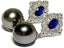 11 x 11.5mm Tahitian Pearl Earrings c/- Blue &amp; White Crystals Carousel 5