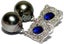 11 x 11.5mm Tahitian Pearl Earrings c/- Blue &amp; White Crystals Carousel 7