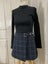 High-Waisted Dark Navy Plaid Side Belt Skirt, Size S Carousel 1