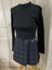 High-Waisted Dark Navy Plaid Side Belt Skirt, Size S Carousel 2