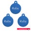 Pet Name Tag - "Ruby" - Small Blue Circle 3pk Carousel 1