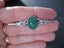 (VG) VINTAGE SILVER BROOCH - Filigree with green stone... Carousel 3