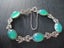 (VG)VINTAGE ART DECO SILVER BRACELET - Filigree with green stones & marcasite's Carousel 1