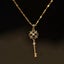Real Gold Plated Sterling Silver 925 Vintage Style KEY Cubic Zirconia Necklace Carousel 1