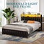 Double Size Bed Frame Bedroom Furniture Mattress Base Upholstered PU Metal RGB Carousel 3