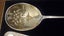 PAIR OF ANTIQUE DECORATIVE SILVER SERVING SPOONS Carousel 2