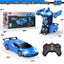 Rechargeable Remote Control Transforming Race Car Toy for Kids One-Button Blue Carousel 6