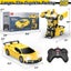 Rechargeable Remote Control Transforming Race Car Toy for Kids One-Button Yellow Carousel 7