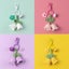 Womens Crochet Bell Orchid Keychain With Bell Knitted Keyrings Bag Pendant Decor Carousel 7