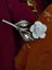 STERLING SILVER WHITE ROSE Vintage BROOCH Carousel 1