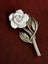 STERLING SILVER WHITE ROSE Vintage BROOCH Carousel 2