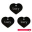 Pet Name Tag - "Lucy" - Large Black Heart 3pk Carousel 1
