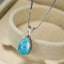 925 Sterling Silver Opal Teardrop Necklace "Laredo" (Blue) Carousel 5