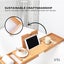 Luxury Adjustable Bamboo Bath Tray Caddy - Spa Book Wine & Accessories Holder Carousel 4