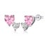ANYCO Earrings 925 Silver Pink Heart Shape Diamond Stud Style Zirconia Fashio... Carousel 1