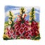 Latch Hook Hollyhocks Cushion with Canvas Hook and Threads Kit Carousel 1
