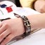 Mens Womens Braided Leather Bracelet Stainless Steel Clasp Wristband Jewelry Set Carousel 5