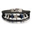 Mens Womens Braided Leather Bracelet Stainless Steel Clasp Wristband Jewelry Set Carousel 14