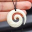 Natural Hand Carved Maori Bone Carving Pendant Necklace - Etched Koru Carousel 1