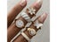 6Pcs Green Embrace Hands Rings Set For Women Metal Paint Coating INS Style Love Carousel 3